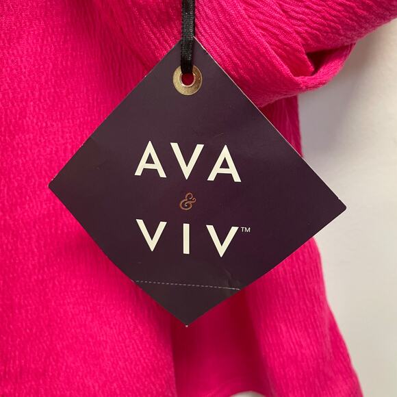 Ava & Viv Womens 4X Pink Knot Front Long Sleeve Blouse - Picture 2 of 5